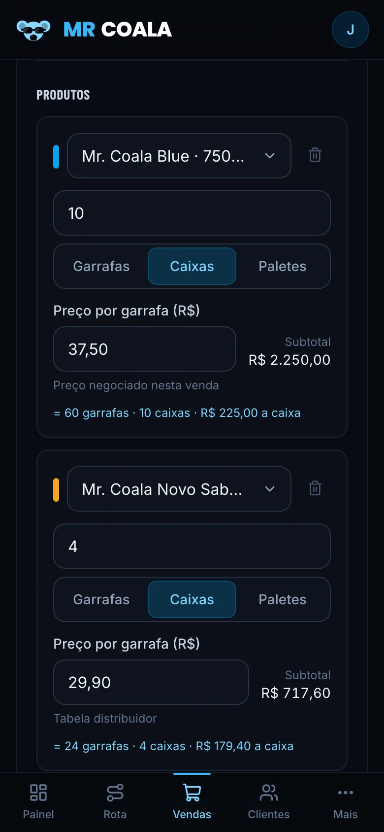 Pedido com dois produtos