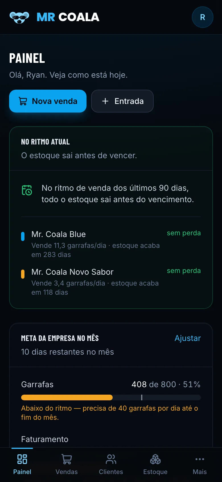 Painel do sistema