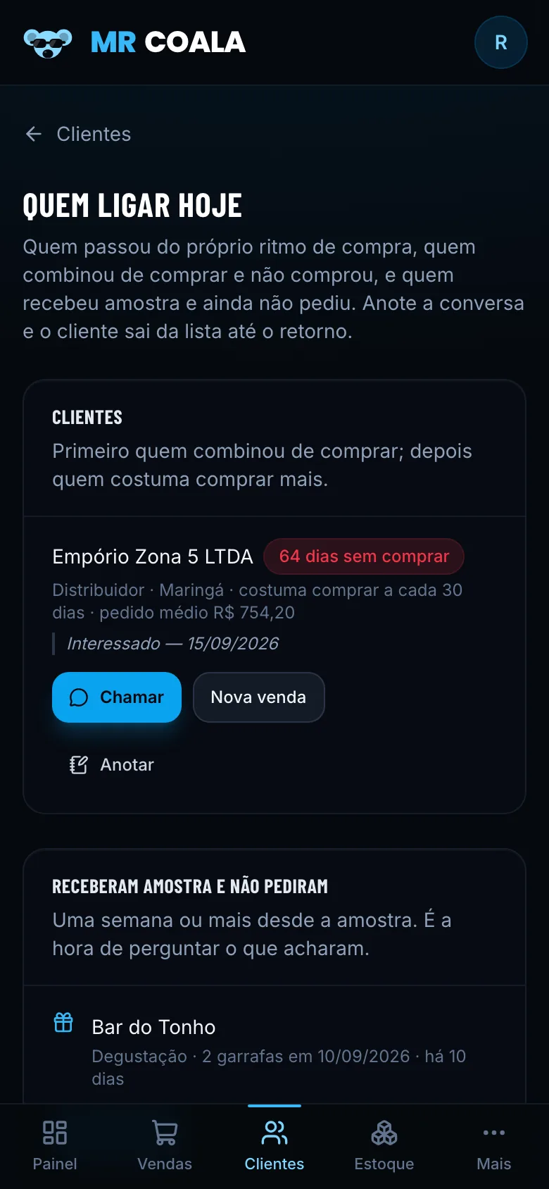 Lista de quem ligar hoje